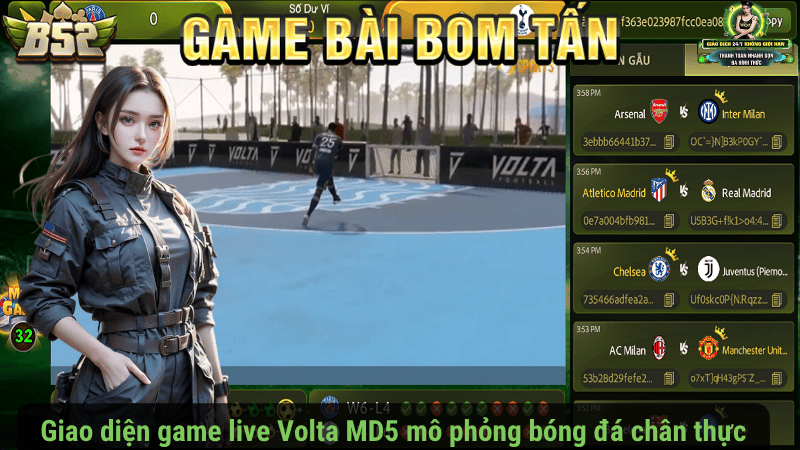 Giao diện game live Volta MD5 mô phỏng bóng đá chân thực