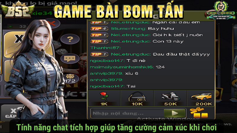 Tính năng chat tích hợp giúp tăng cường cảm xúc khi chơi